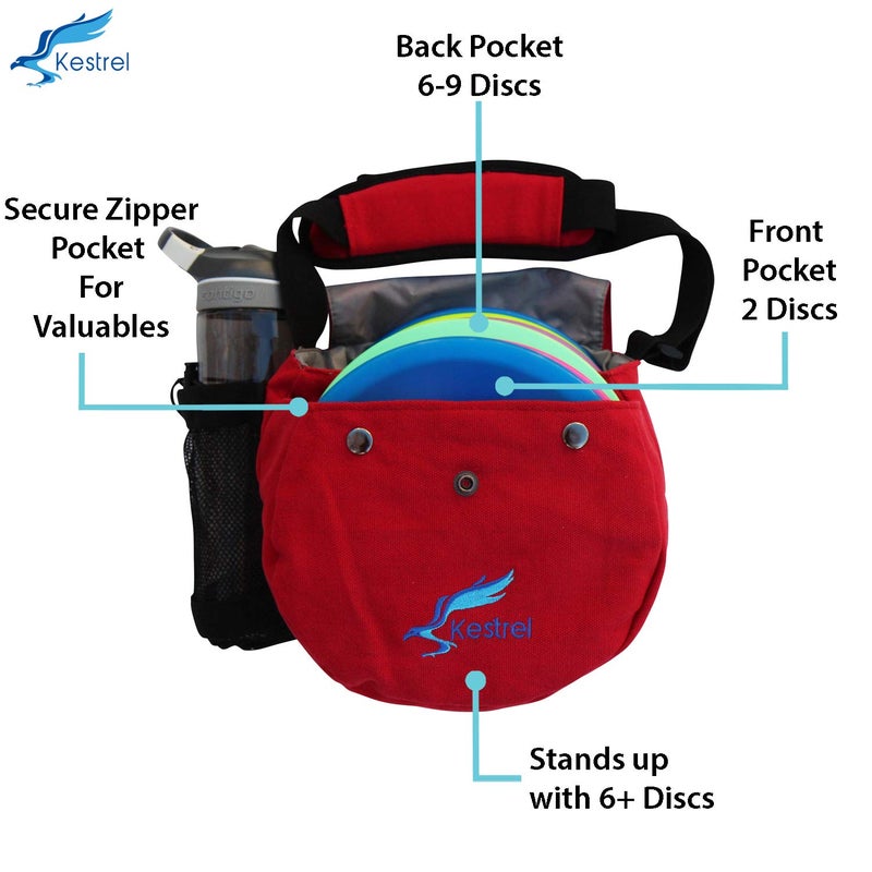 Kestrel Black Disc Golf Bag - Fits 6-10 Golf Discs + Bottle - For Beginner & Advanced Golfers - Extremely Durable Canvas - Frisbee Golf Bag - Small Sling/Shoulder Disc Golf Bag For Men & Women (Black) - Image 2